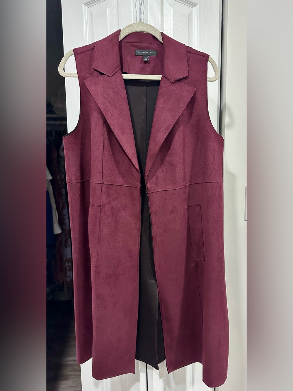 Joan Vass Sleeveless Long Vest in Burgundy